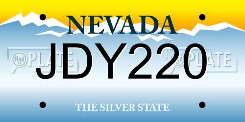 JDY220 Nevada License Plate