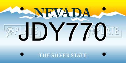 JDY770 Nevada License Plate