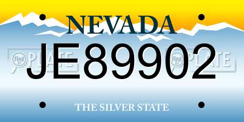 JE89902 Nevada License Plate