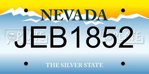 JEB1852 Nevada License Plate