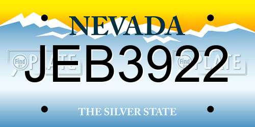 JEB3922 Nevada License Plate