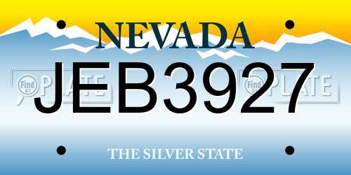 JEB3927 Nevada License Plate