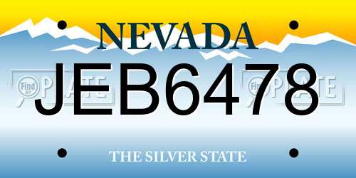 JEB6478 Nevada License Plate