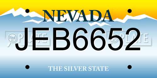 JEB6652 Nevada License Plate