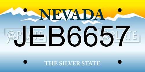 JEB6657 Nevada License Plate