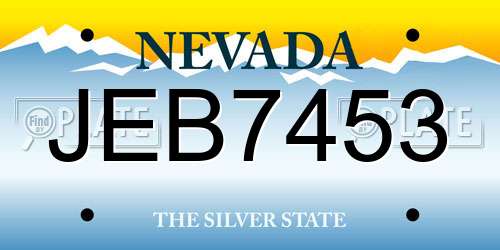JEB7453 Nevada License Plate