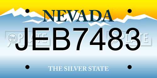 JEB7483 Nevada License Plate