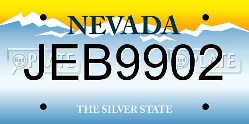 JEB9902 Nevada License Plate