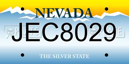 JEC8029 Nevada License Plate