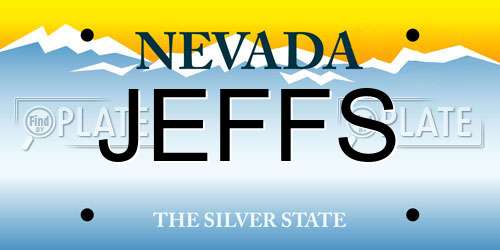 JEFFS Nevada License Plate