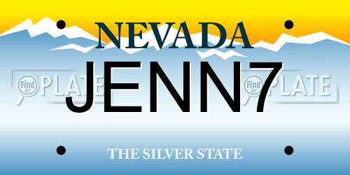 JENN7 Nevada License Plate