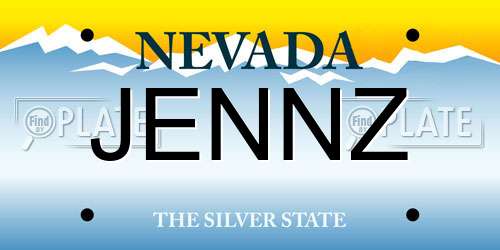 JENNZ Nevada License Plate