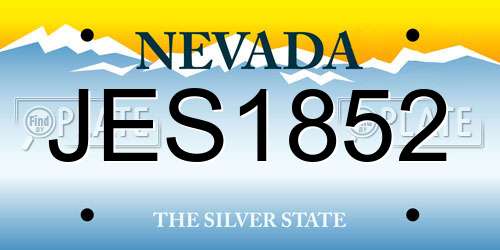 JES1852 Nevada License Plate