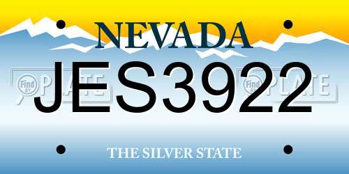JES3922 Nevada License Plate