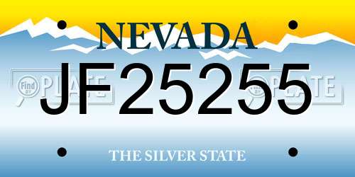 JF25255 Nevada License Plate