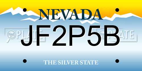 JF2P5B Nevada License Plate