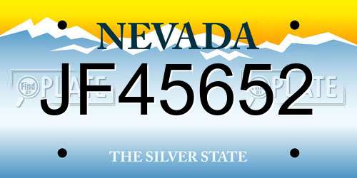 JF45652 Nevada License Plate