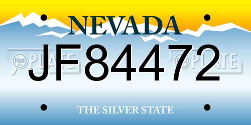 JF84472 Nevada License Plate