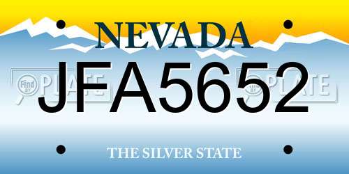 JFA5652 Nevada License Plate