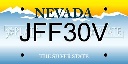 JFF30V Nevada License Plate