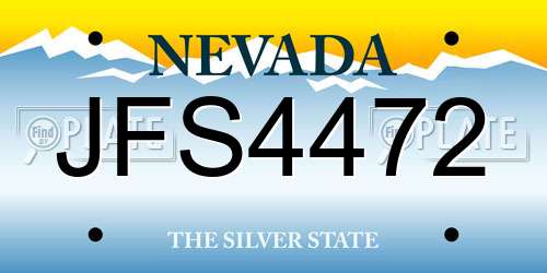 JFS4472 Nevada License Plate