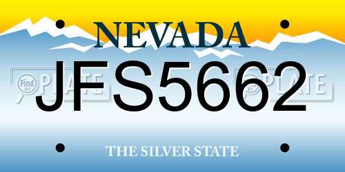 JFS5662 Nevada License Plate