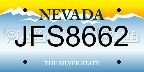 JFS8662 Nevada License Plate