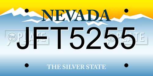JFT5255 Nevada License Plate