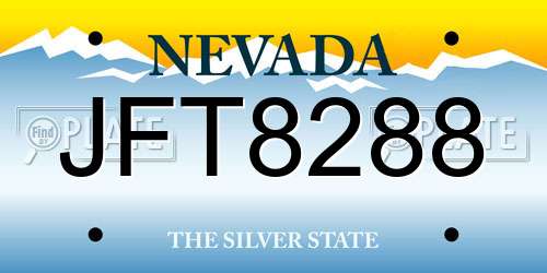 JFT8288 Nevada License Plate