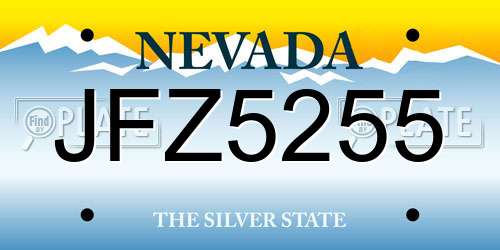 JFZ5255 Nevada License Plate