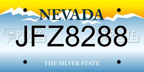 JFZ8288 Nevada License Plate