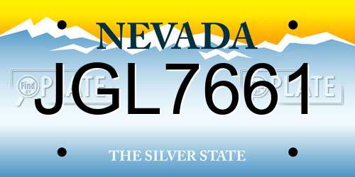 JGL7661 Nevada License Plate