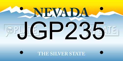 JGP235 Nevada License Plate