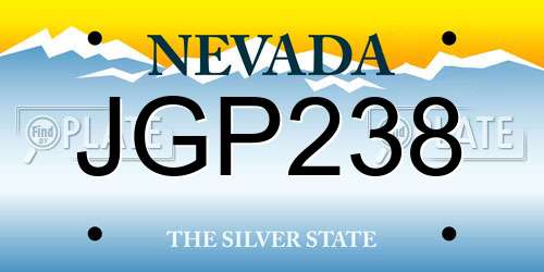 JGP238 Nevada License Plate