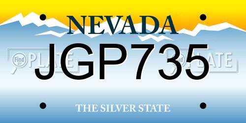 JGP735 Nevada License Plate