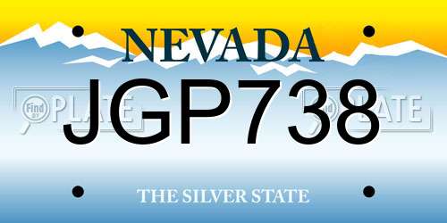 JGP738 Nevada License Plate