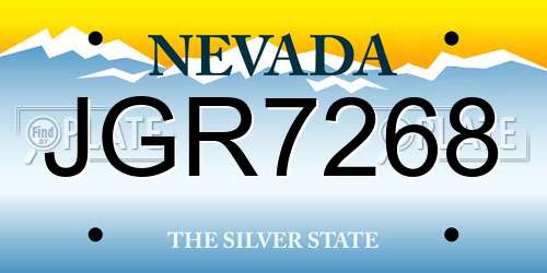 JGR7268 Nevada License Plate