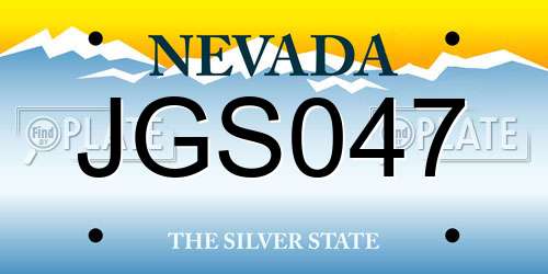 JGS047 Nevada License Plate