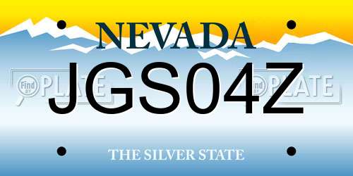 JGS04Z Nevada License Plate