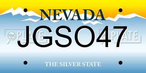 JGSO47 Nevada License Plate