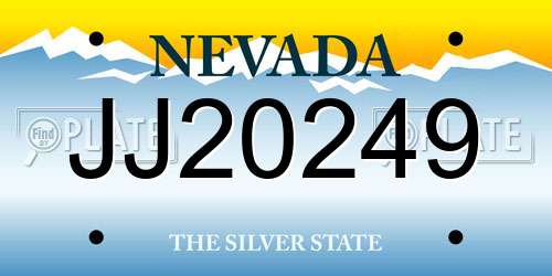 JJ20249 Nevada License Plate