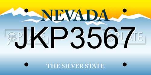 JKP3567 Nevada License Plate