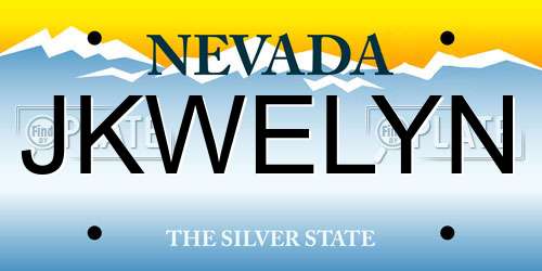 JKWELYN Nevada License Plate