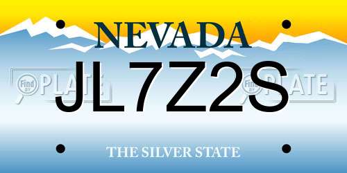 JL7Z2S Nevada License Plate