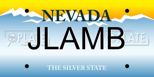 JLAMB Nevada License Plate