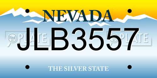 JLB3557 Nevada License Plate