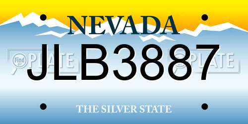 JLB3887 Nevada License Plate