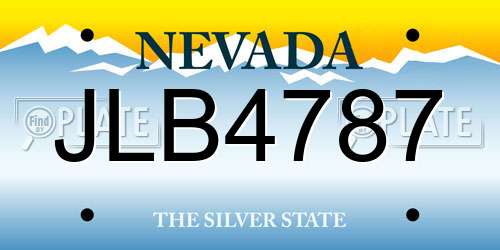 JLB4787 Nevada License Plate