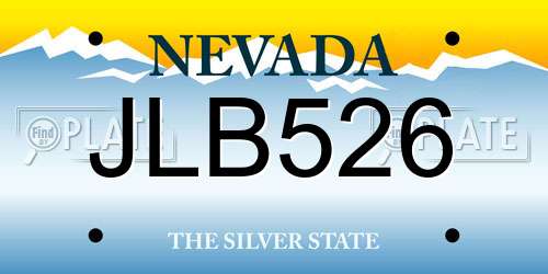 JLB526 Nevada License Plate