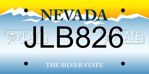 JLB826 Nevada License Plate